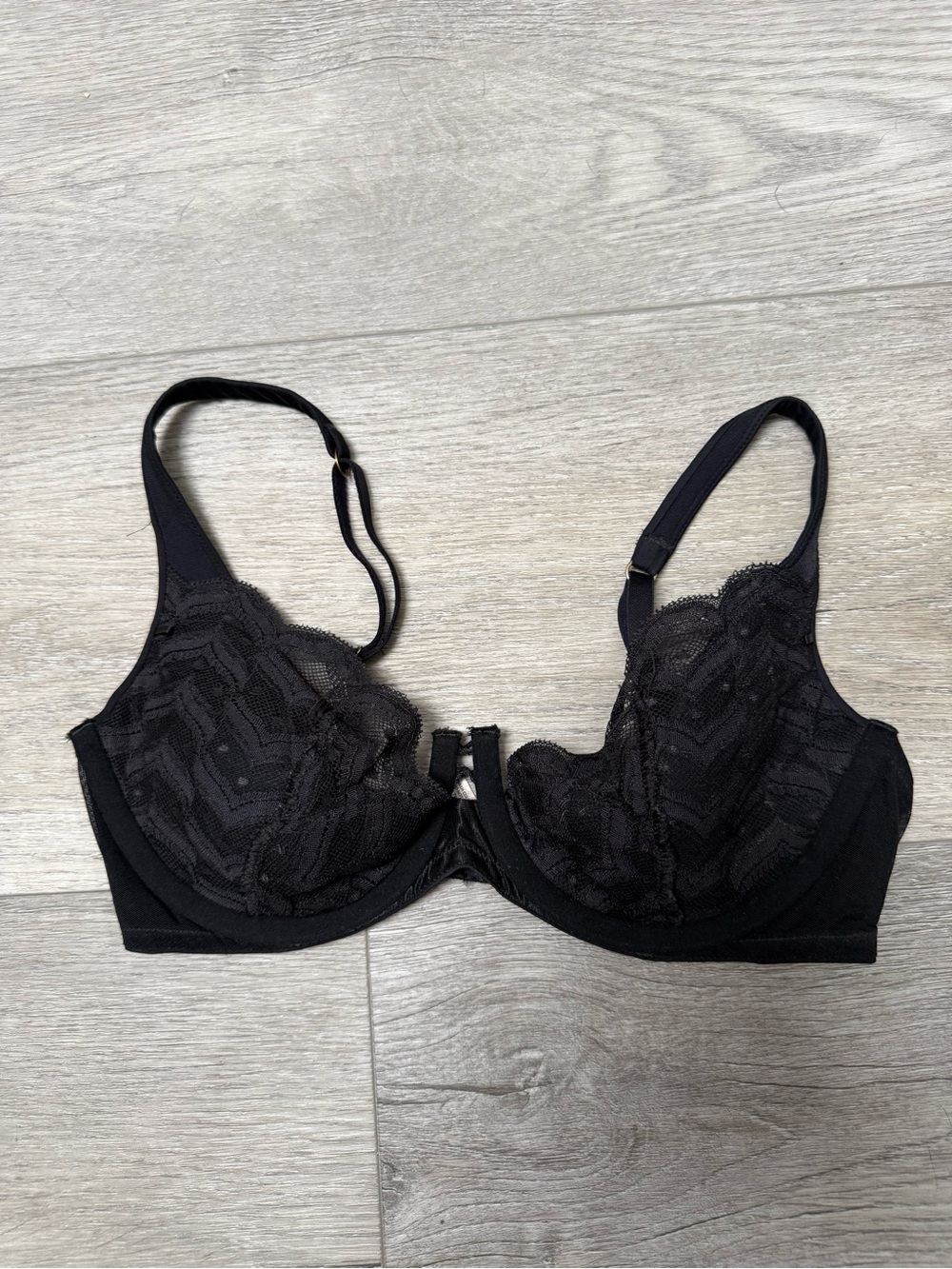 Victoria's Secret Black Lace Underwire Bra - Sheer Overlay